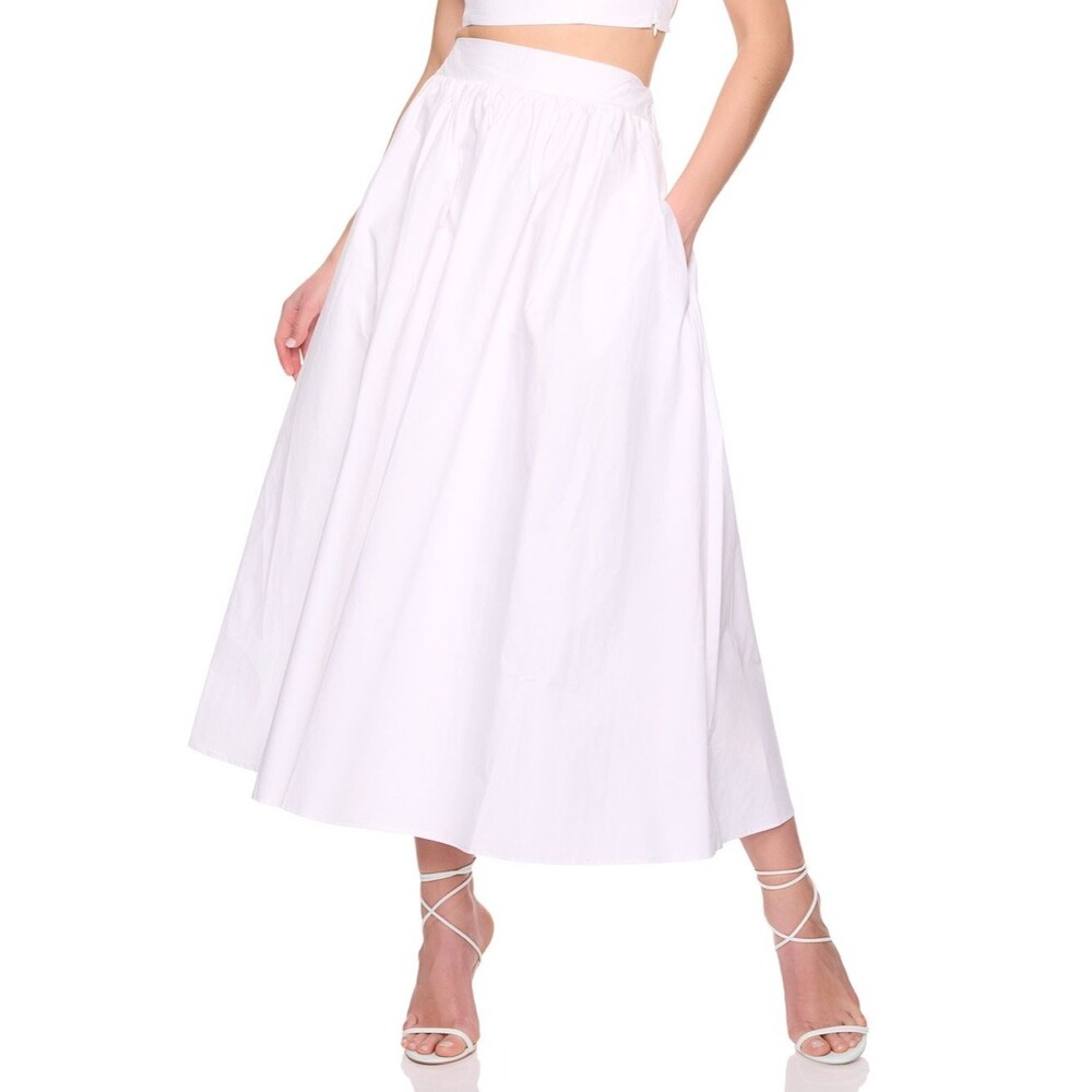 Susana Monaco poplin drop waist skirt White Maxi A-Line Skirt size medium NWT